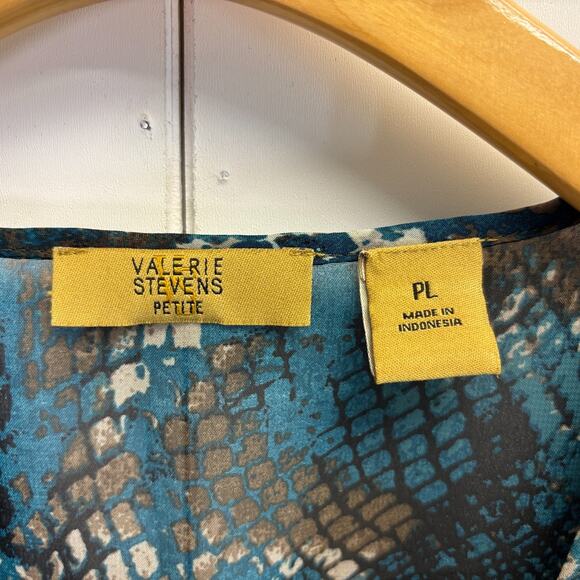 Vintage Valerie Stevens Womens Boho Animal Print Peasant Top Size M Brown Teal - Picture 3 of 9